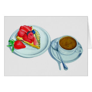 Syrlig frukt och espresso hälsningskort