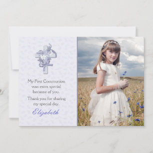 Syrliga korset med religiöst foto av blommor tack kort