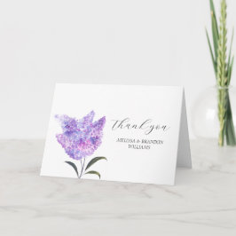 Syrliga lila blommor Bröllop Tack Kort