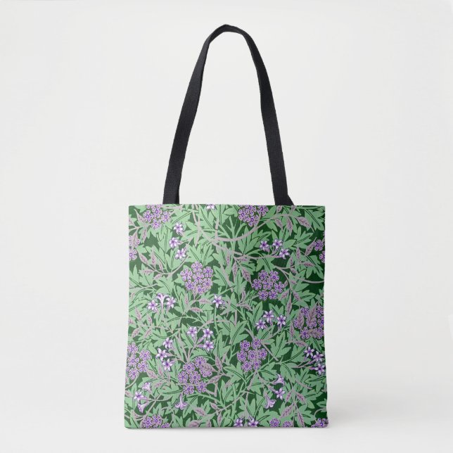 Syrliga och gröna blommiga mönster tygkasse (Framsida)