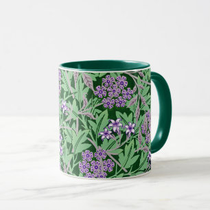 Syrliga och gröna blommönster mugg