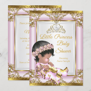 Syrliga Rosa Guld Prinsessa Bebis Bjudning Inbjudningar