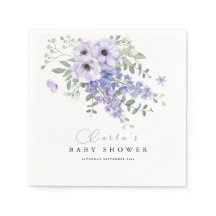 Syrlila violett blommande baby shower