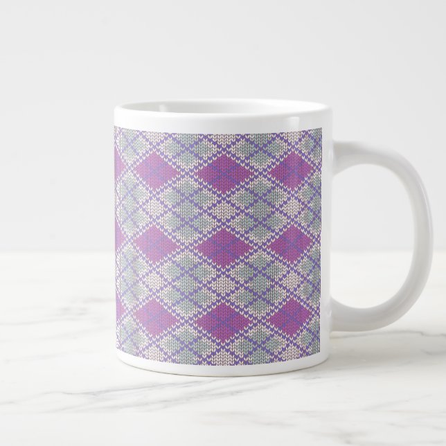 SYRLILAJ ARGYLE-TRICKÅ Stor vit mugg Jumbo Mugg (Höger)