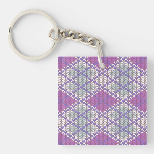 SYRLILJA ARGYLE-STICKAD Fyrkantig akrylnyckelring (Framsidan)