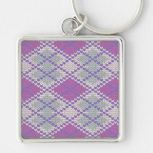 SYRLILJA ARGYLE-STICKAD Premium fyrkantig nyckelri Silverfärgad Nyckelring