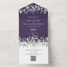 Syrlilja Blommig Lila Monogram QR-kod Bröllop