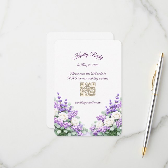Syrlilja och Lavendel RSVP Inneslutande Kort (Fram/Back In Situ)