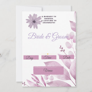 Syrlilja Watercolor Blommig Bröllopsinbjudan | En Inbjudningar