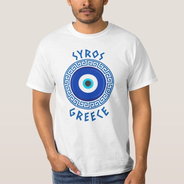 Syros, Grekland - grekiska Evil Öga T-Shirt (Framsida)
