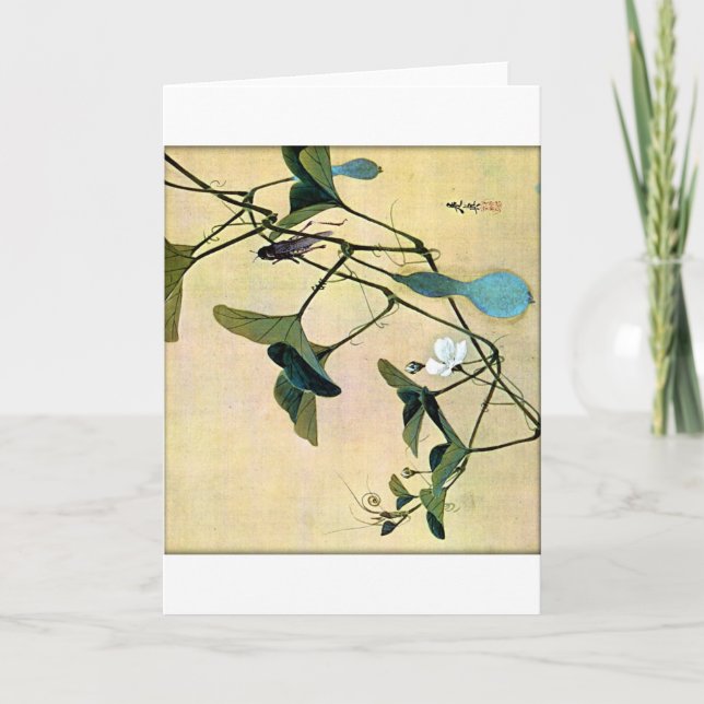 Syrsa på en japansk träklosskonst Ukiyo-E för Vine Kort (Framsida)