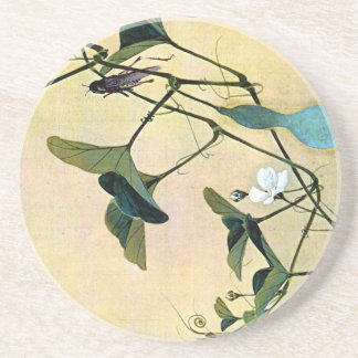 Syrsa på en japansk träklosskonst Ukiyo-E för Vine Underlägg