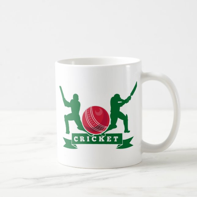 syrsabatsmansilhouette som slår till boll kaffemugg (Höger)