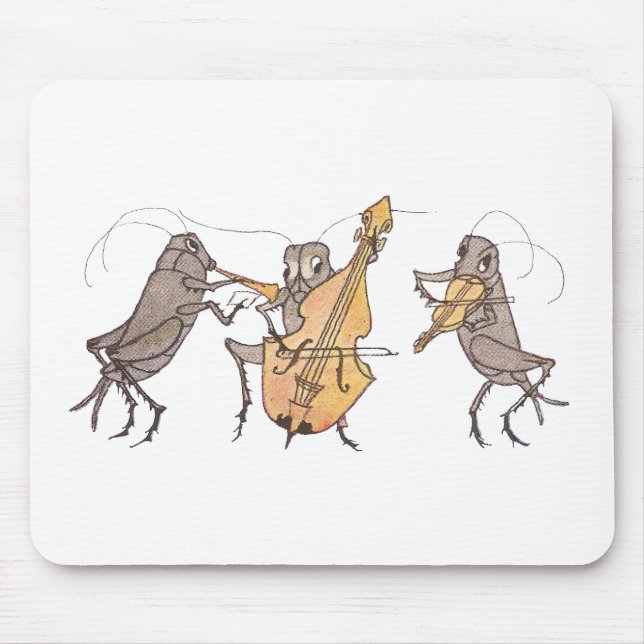 Syrsamusikband med hornen, violoncellen & fiolen musmatta (Framsidan)