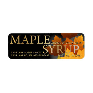 Syrup-etikett för Löv, färglös äpple, liten, liten Returadress Etikett