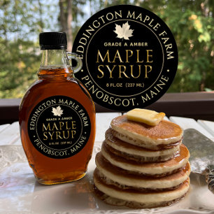 Syrup-etikett för svart kula med Guld-kula Löv Fyrkantigt Klistermärke