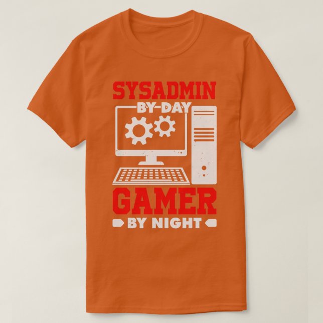 Sysadmin per dag per natt t shirt (Design framsida)