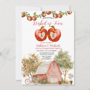 Syskon Bushel of Roligt Birthday Apple Kid Birthda Inbjudningar