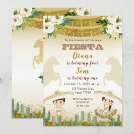 Syskon Cactus Fiesta Mexican födelsedagsinbjudan Inbjudningar