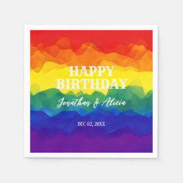 Syskon Colorful Rainbow Joint Birthday Pappersservett