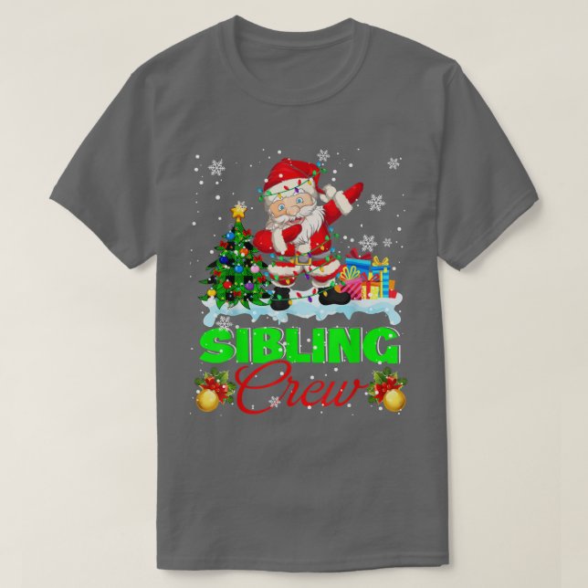 Syskon Crew jul Ljus Dabbing Santa Julafton T T Shirt (Design framsida)