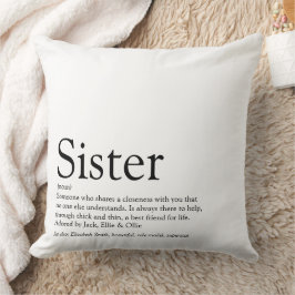 Syskon Definition Sägande Svart och Vitt Stort Kudde