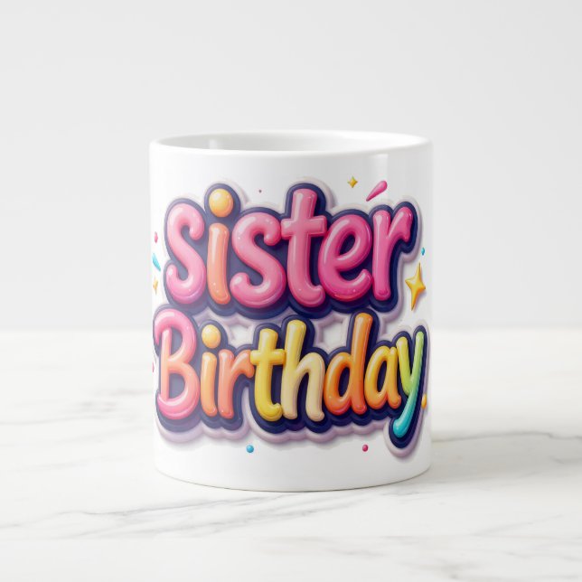 Syskon Födelsedag Regnbåge Bubbla Present till sys Jumbo Mugg (Framsidan)