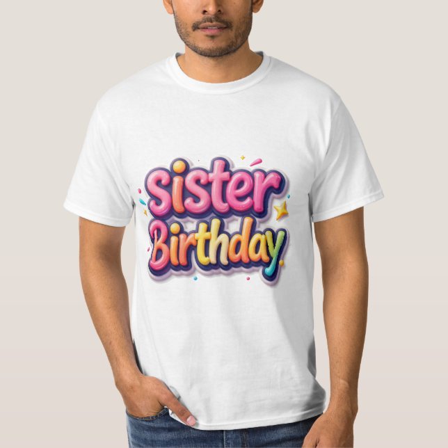 Syskon Födelsedag Regnbåge Bubbla Present till sys T Shirt (Framsida)