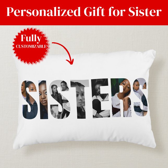 Syskon Foto Collage Accent Kudd Prydnadskudde (Sisters Photo Collage Accent Pillow)
