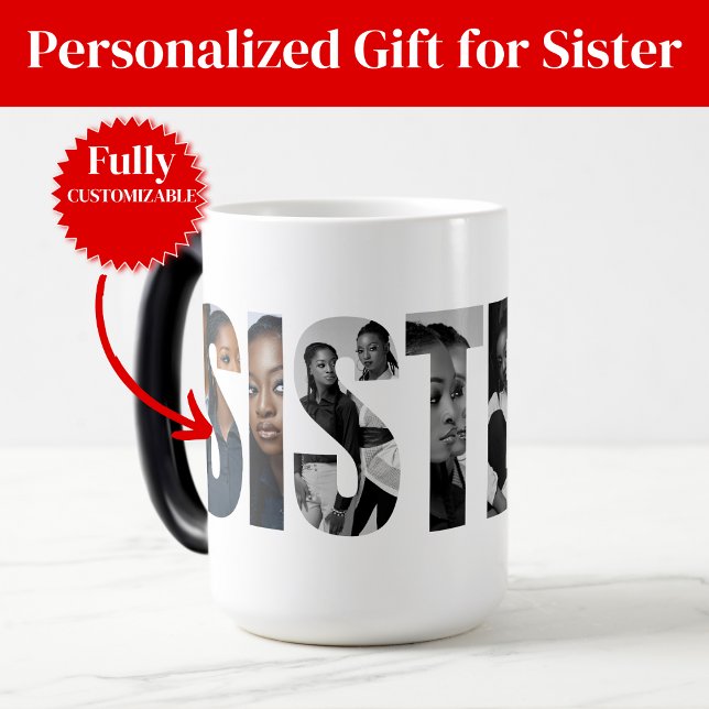 Syskon Foto Collage Färgförändrande Mugg (Sisters Photo Collage Color Morphing Mug)