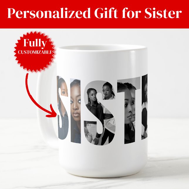 Syskon Foto Collage Kaffe Mugg Present (Sisters Photo Collage Coffee Mug Gift)
