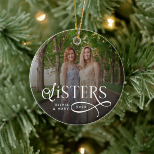 Syskon Foto Personlig Monogram Julgransprydnad Keramik