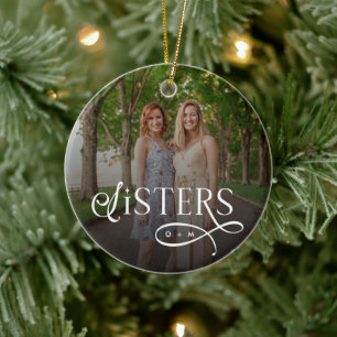 Syskon Foto Personlig Monogram Julgransprydnad Keramik