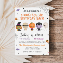 Syskon Halloween Birthday Spooktacular Bash Inbjudningar