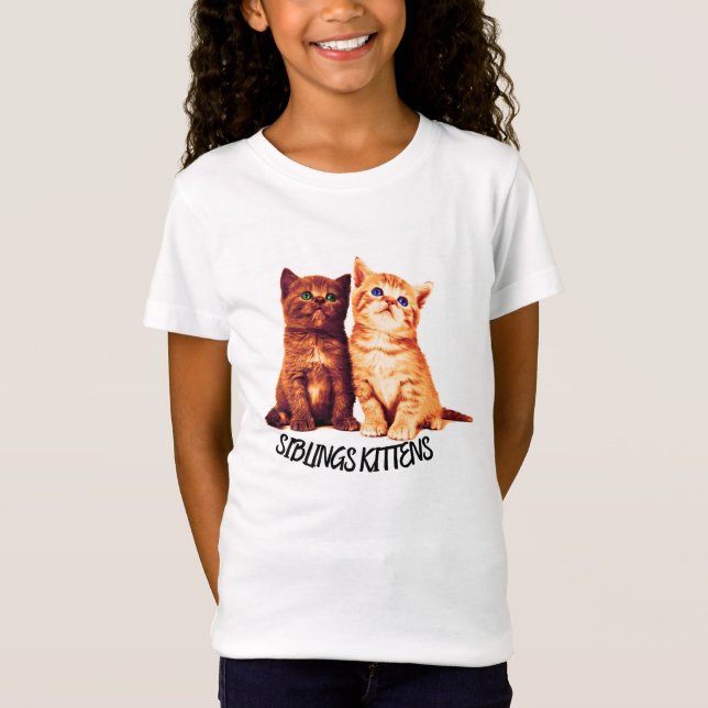 Syskon kattungar, två söta katter t shirt (Framsida)