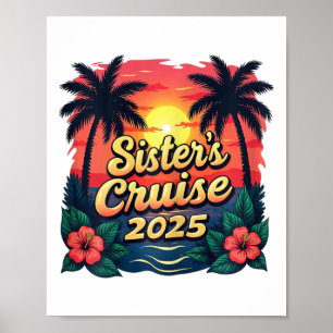 Syskon Kryssnings Semester Vintage Solnedgång Sysk Poster