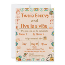 Syskon Retro Birthday-inbjudan