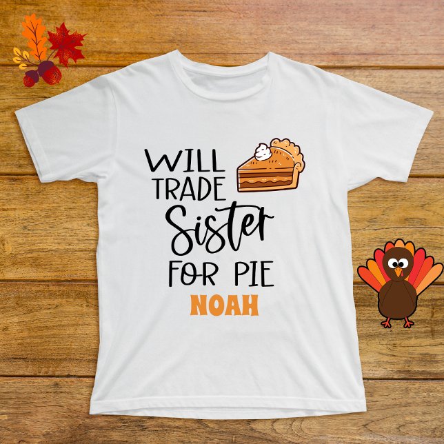 Syskon Thanksgiving Paj Namn Roligt  T Shirt (Skapare uppladdad)