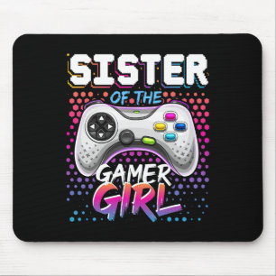 Syskon till Gamer Flickan Matchande Födelsedagspre Musmatta