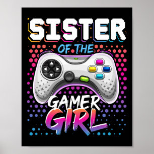 Syskon till Gamer Flickans Matchande Födelsedagsvi Poster