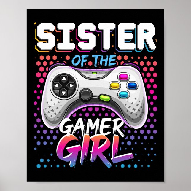 Syskon till Gamer Flickans Matchande Födelsedagsvi Poster (Framsidan)