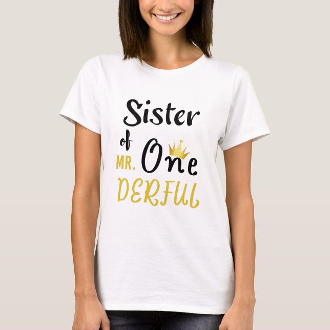 Syskon till MR Onederful Rolig 1-års Födelsedags T Shirt (Framsida)