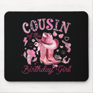 Syskonbarn till födelsedagsflickan rosa cowgirl vä musmatta