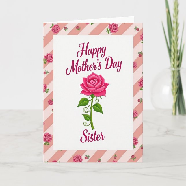 Syskondagskort med rosa ros kort (Framsida)