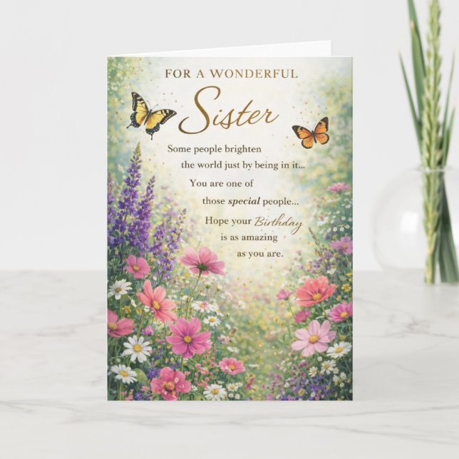 Syskonfödelsedagskort – Blommig Kort (Framsida)