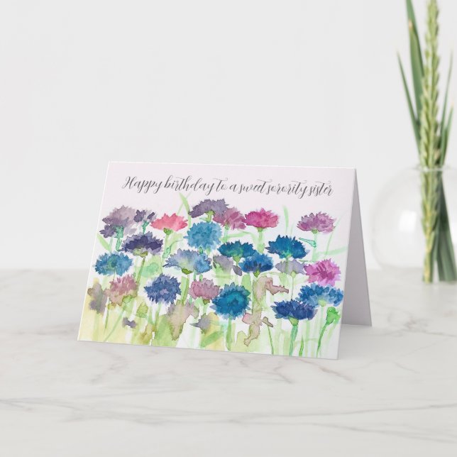 Syskonförening syster födelsedag Kornblommor Akvar Kort (Framsida)