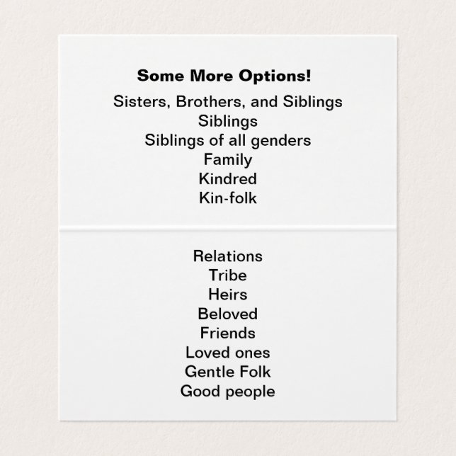 "Syskongrupp" ingripande w/suggestions Visitkort (Insida ovikt)