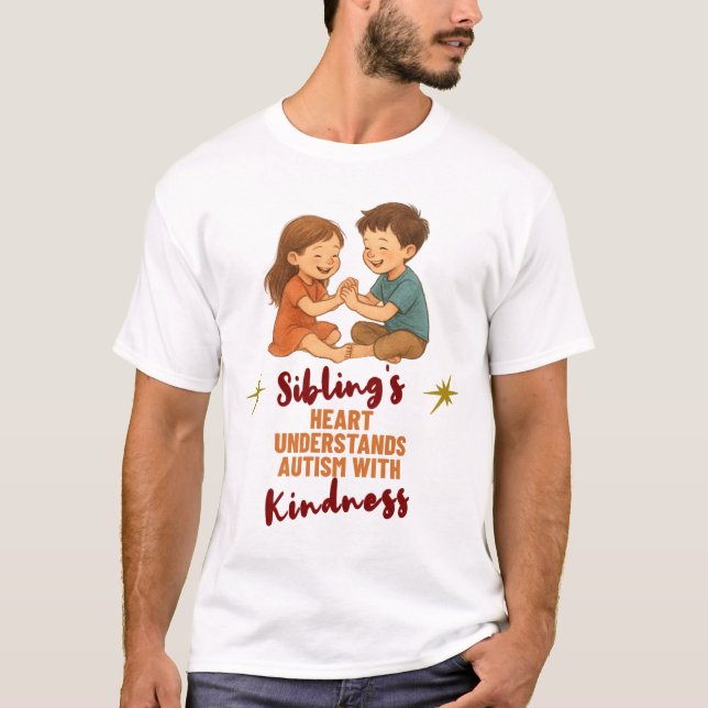 Syskonhjärta förstår autism med vänlighet t shirt (Framsida)