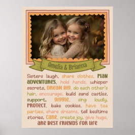 Syskonhjärta som rör vid och sentimental fotoutskr poster