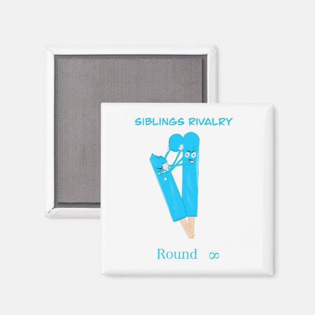 Syskonrivalitet – Rolig Tecknad Issticka Magnet (Front/Back)
